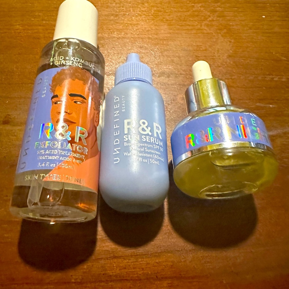 Undefined Beauty NEW R&R Night Serum,Exfoliator, Sun Serum